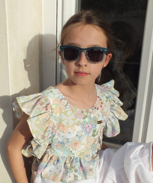 SOJA: Top vichy estampado con volantes